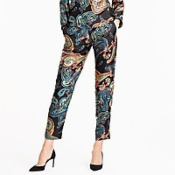 JCrew Black Paisley Petite Pull-on Pant - Picture 3 of 6
